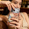 Pink Floral Carousel iPhone Case with Crystal Charm & Rhinestone Lens