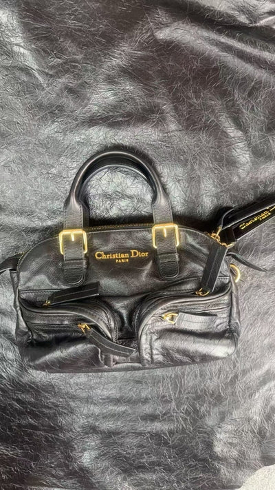 Black Calfskin Leather CD Bag