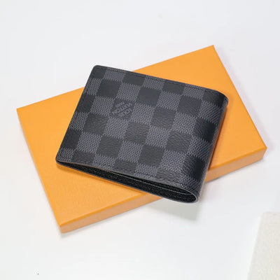 Luxury Black Checkered Bifold Wallet
