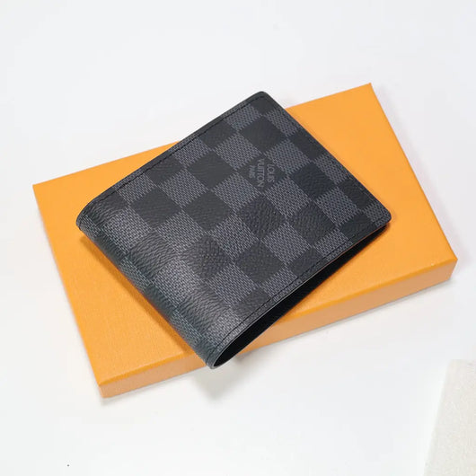 Luxury Black Checkered Bifold Wallet