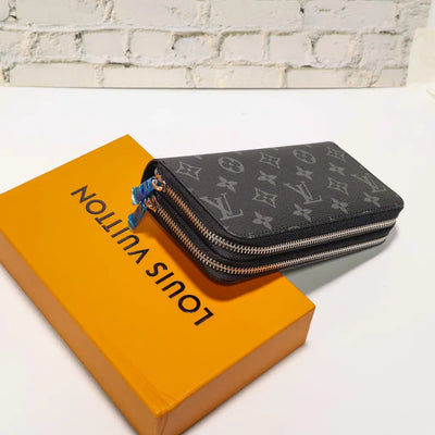 Black Monogram Double Wallet LV Leather