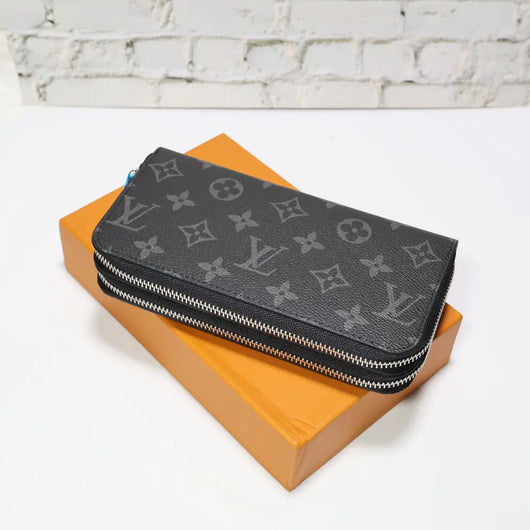 Black Monogram Double Wallet LV Leather