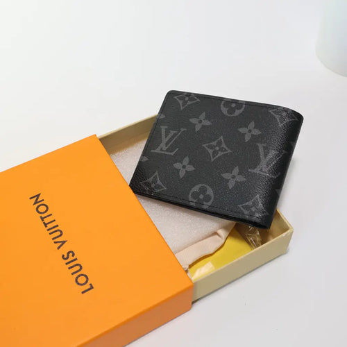 Black Monogram Leather Fashion Wallet