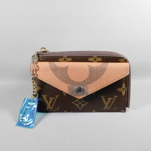 LV Wallet Card Holder Accent Monogram Zipper Wallet
