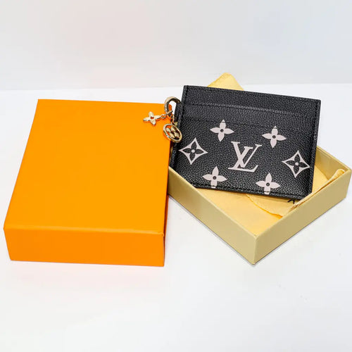 Women’s Black Canvas Monogram Card Holder