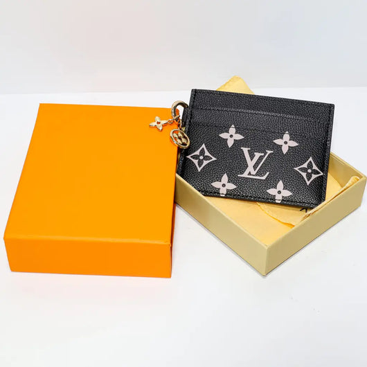 Women’s Black Canvas Monogram Card Holder