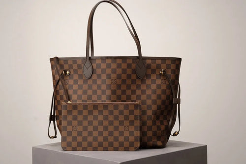 Brown Checkered Neverfull Handbag