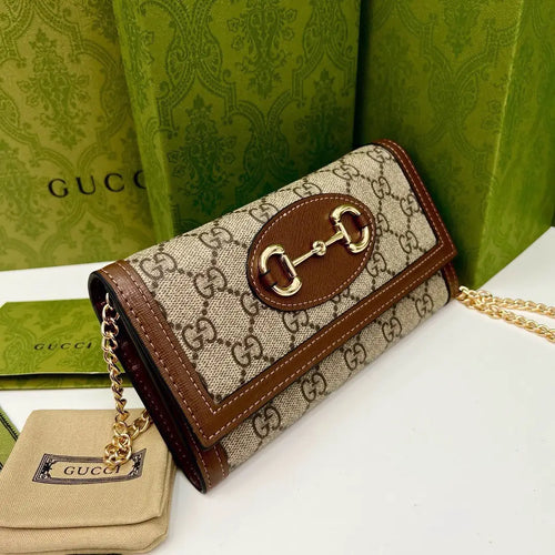 GG Saddle Buckle Crossbody Wallet on Chain