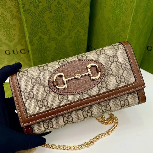 GG Saddle Buckle Crossbody Wallet on Chain
