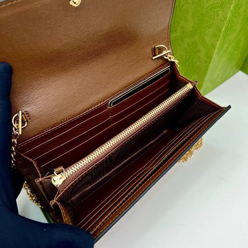 GG Saddle Buckle Crossbody Wallet on Chain