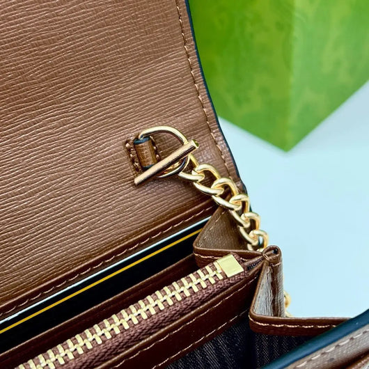 GG Saddle Buckle Crossbody Wallet on Chain