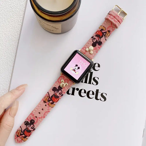Apple Watch Band Designer Leather Wrist Strap / Pink