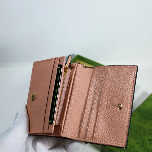 Luxury GG Leather Wallet Pink Canvas