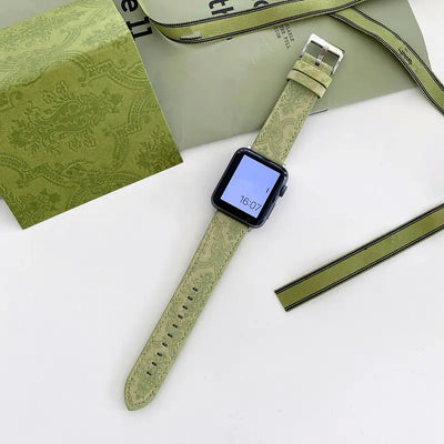 Fashion GG Apple Watch Band Wrist Strap / Light Green
