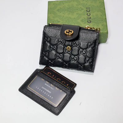 Mens GG Wallet Black Genuine Leather