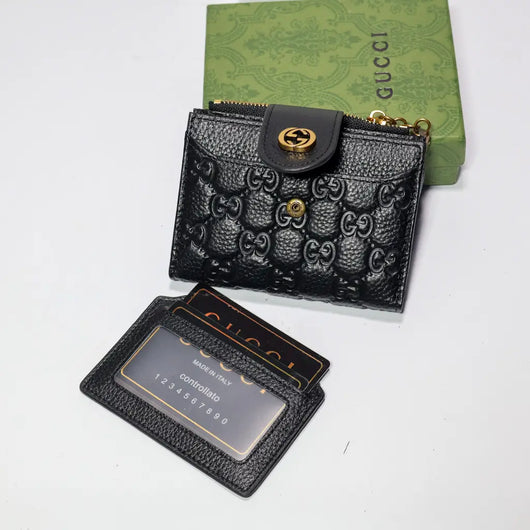 Mens GG Wallet Black Genuine Leather