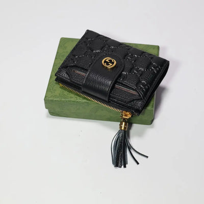 Mens GG Wallet Black Genuine Leather