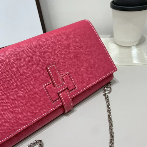 H Long Wallet on Chain Epsom Calfskin