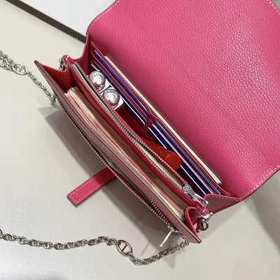 H Long Wallet on Chain Epsom Calfskin