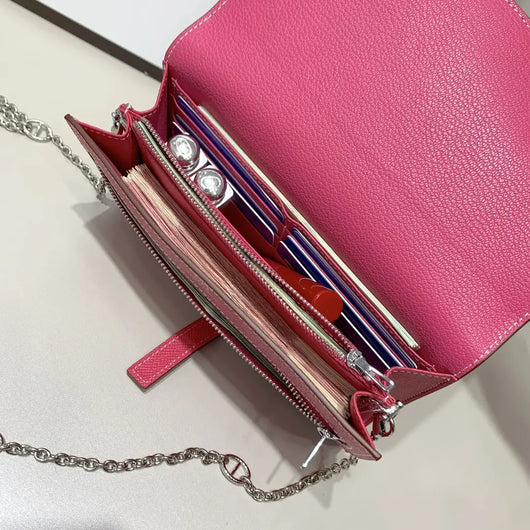 H Long Wallet on Chain Epsom Calfskin
