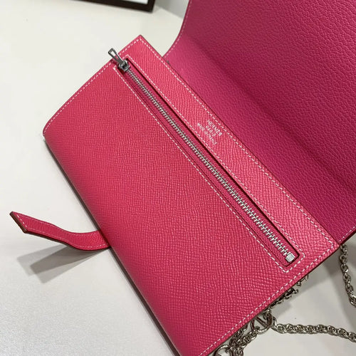 H Long Wallet on Chain Epsom Calfskin