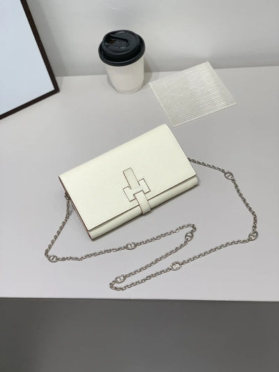 H Long Wallet on Chain Epsom Calfskin