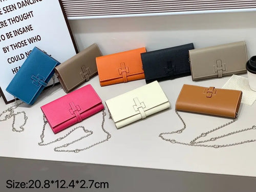 H Long Wallet on Chain Epsom Calfskin