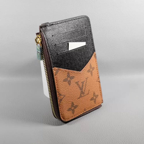 LV Wallet Card Holder Accent Monogram Zipper Wallet