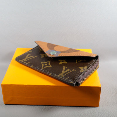 LV Wallet Card Holder Accent Monogram Zipper Wallet