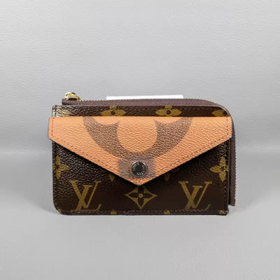 LV Wallet Card Holder Accent Monogram Zipper Wallet