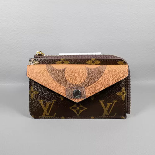 LV Wallet Card Holder Accent Monogram Zipper Wallet