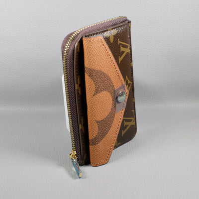 LV Wallet Card Holder Accent Monogram Zipper Wallet