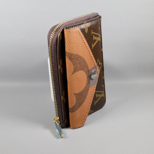 LV Wallet Card Holder Accent Monogram Zipper Wallet