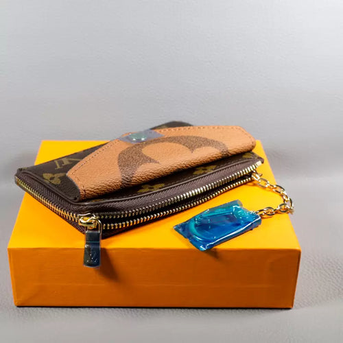 LV Wallet Card Holder Accent Monogram Zipper Wallet