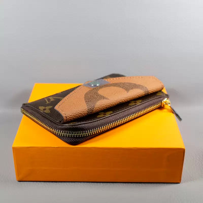 LV Wallet Card Holder Accent Monogram Zipper Wallet