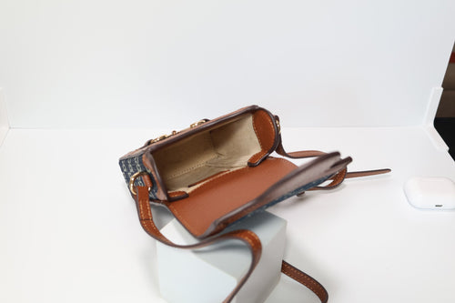 GG Crossbody Bag Blue Canvas Diamante