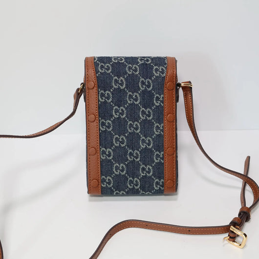 GG Crossbody Bag Blue Canvas Diamante