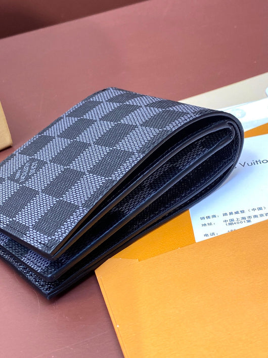 Black LV Mens Trifold Wallet with Zipper  with Zipper