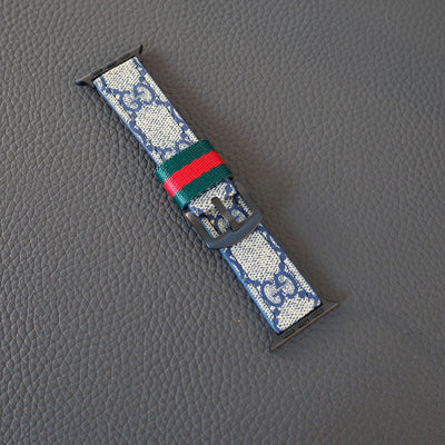 Designer Leather Apple Watch Band Wrist Strap / Blue