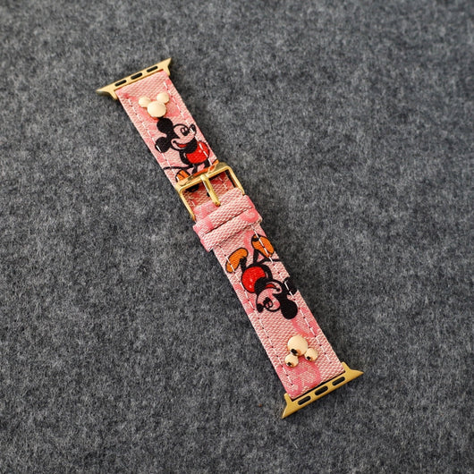Apple Watch Band Designer Leather Wrist Strap / Pink