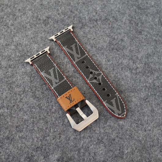 Apple Watch Band Designer Leather Black Monogram