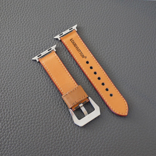 Brown Checkered LV Leather Design Apple Watch Band