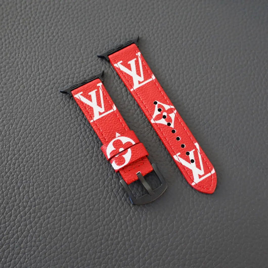 Red Monogram LV Watch Band for Apple Watch