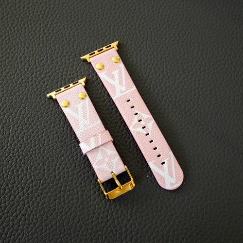 Pink Monogram LV iWatch Band