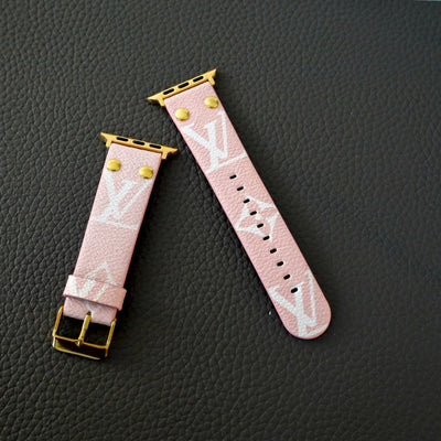 Pink Monogram LV iWatch Band
