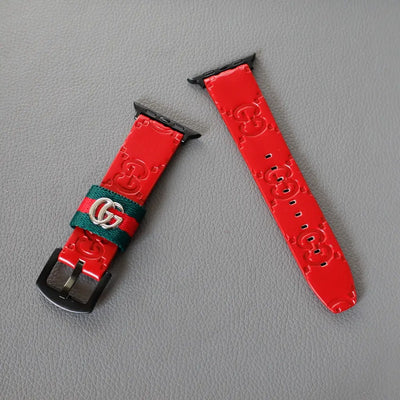 Luxury Leather Apple Watch Band Wrist Strap / Red