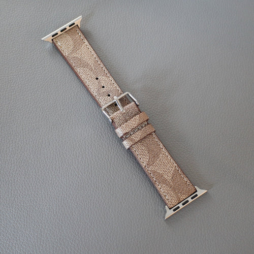 Coach Apple Watch Band Beige Leather