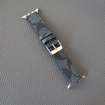 Coach Band for Apple Watch Black Pattern Leather