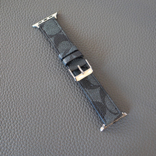 Coach Band for Apple Watch Black Pattern Leather