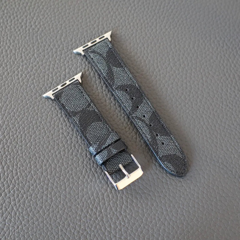 Coach Band for Apple Watch Black Pattern Leather